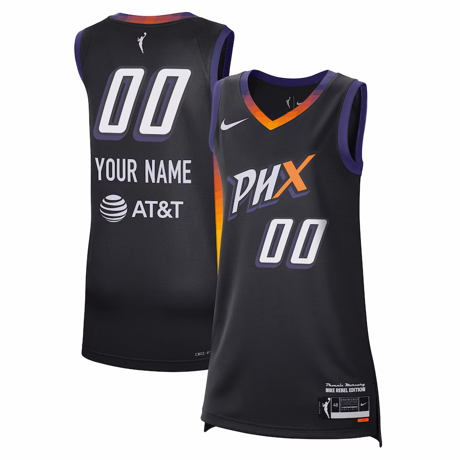 Unisex Phoenix Mercury  Nike Black 2024 Rebel Edition Custom Jersey - Puhuasuan
