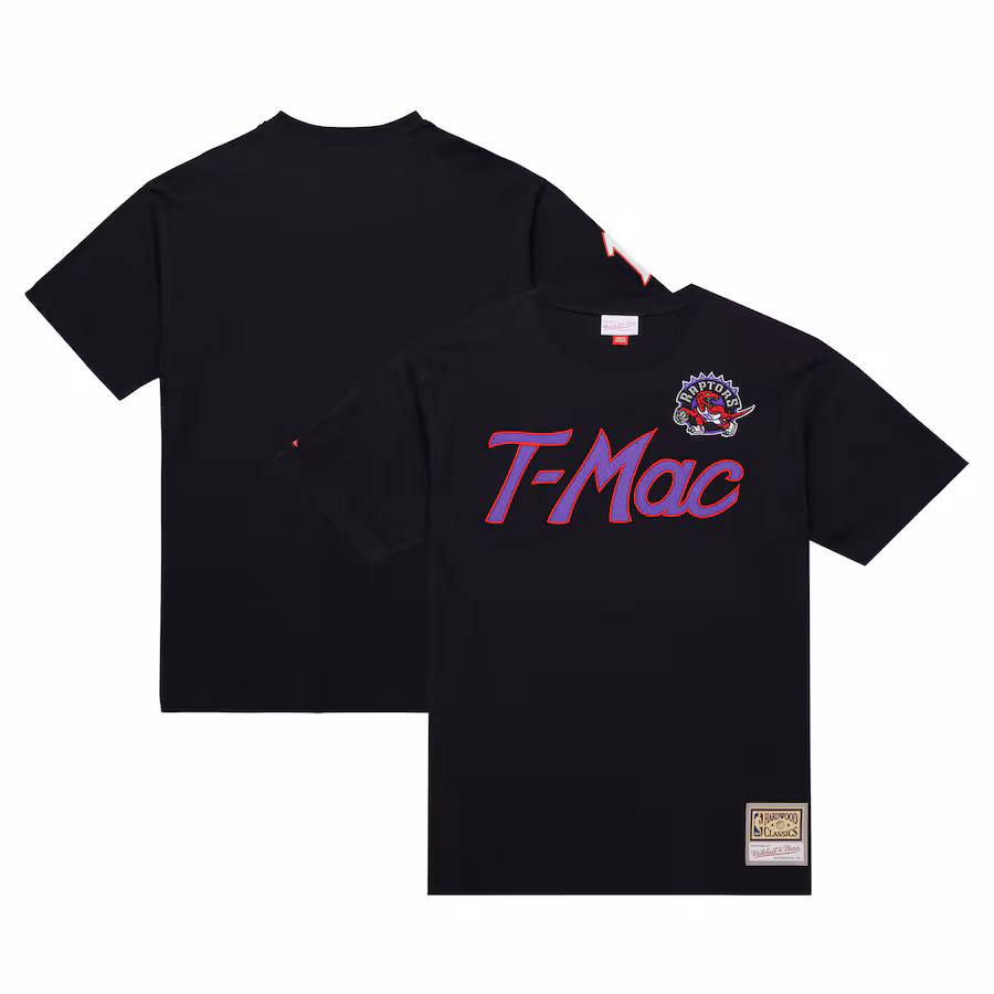 Men's Toronto Raptors Tracy McGrady Mitchell & Ness Black Premium Nickname T-Shirt - Puhuasuan