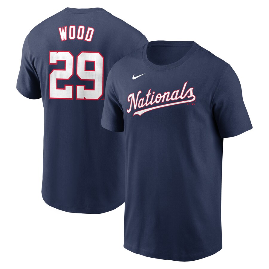 Men's Washington Nationals James Wood Nike Navy Fuse Name & Number T-Shirt - Puhuasuan
