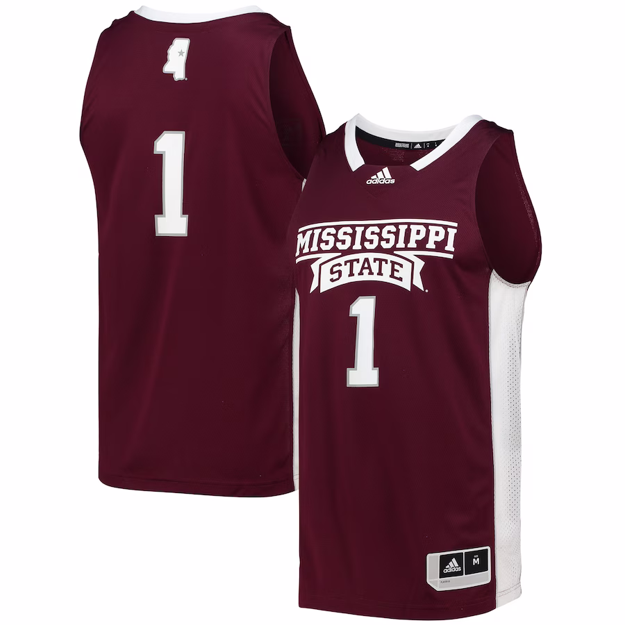#1 Mississippi State Bulldogs adidas Team Swingman Basketball Jersey - Maroon - Puhuasuan