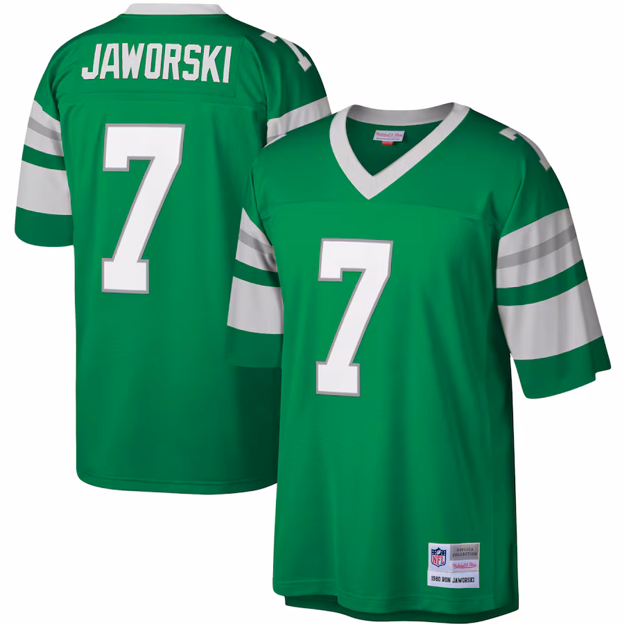 Men's Philadelphia Eagles Ron Jaworski Mitchell & Ness Kelly Green Legacy Replica Jersey - Puhuasuan