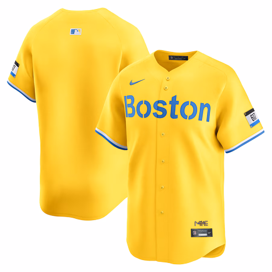 Men's Boston Red Sox  Nike Gold City Connect Limited Jersey - Puhuasuan