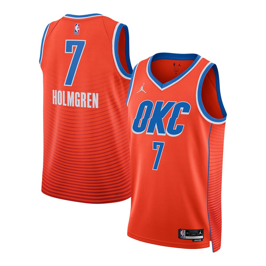 Unisex Oklahoma City Thunder Chet Holmgren Jordan Brand Orange Swingman Jersey - Statement Edition - Puhuasuan