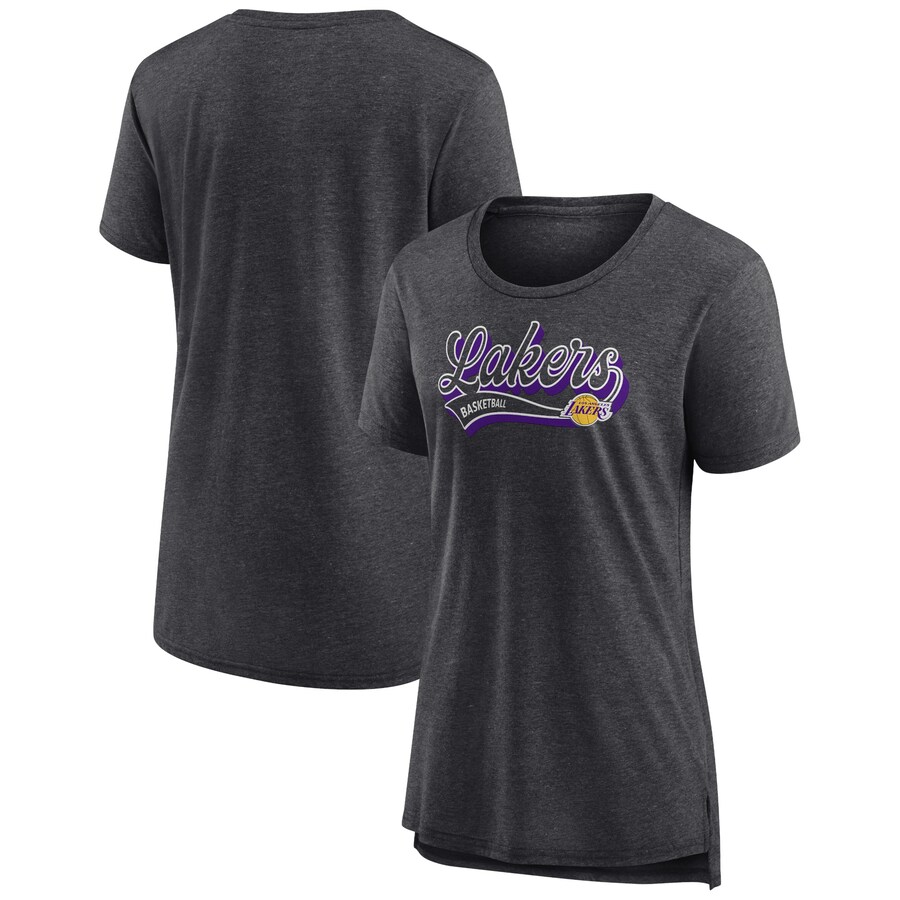 Women's Los Angeles Lakers Fanatics Heather Charcoal League Leader Tri-Blend T-Shirt - Puhuasuan