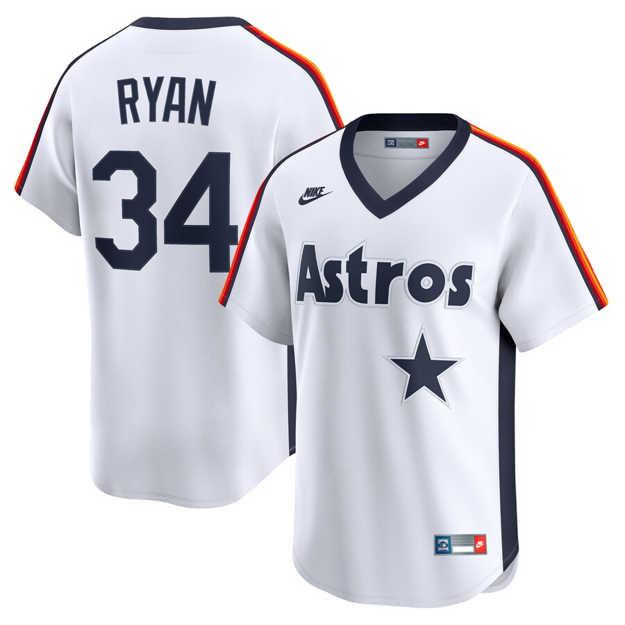 Men's Houston Astros Nolan Ryan Nike White Throwback Cooperstown Collection Limited Jersey - Puhuasuan