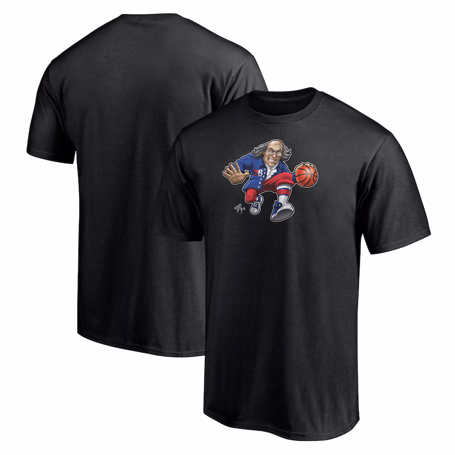 Men's Philadelphia 76ers  Black Midnight Mascot T-Shirt - Puhuasuan
