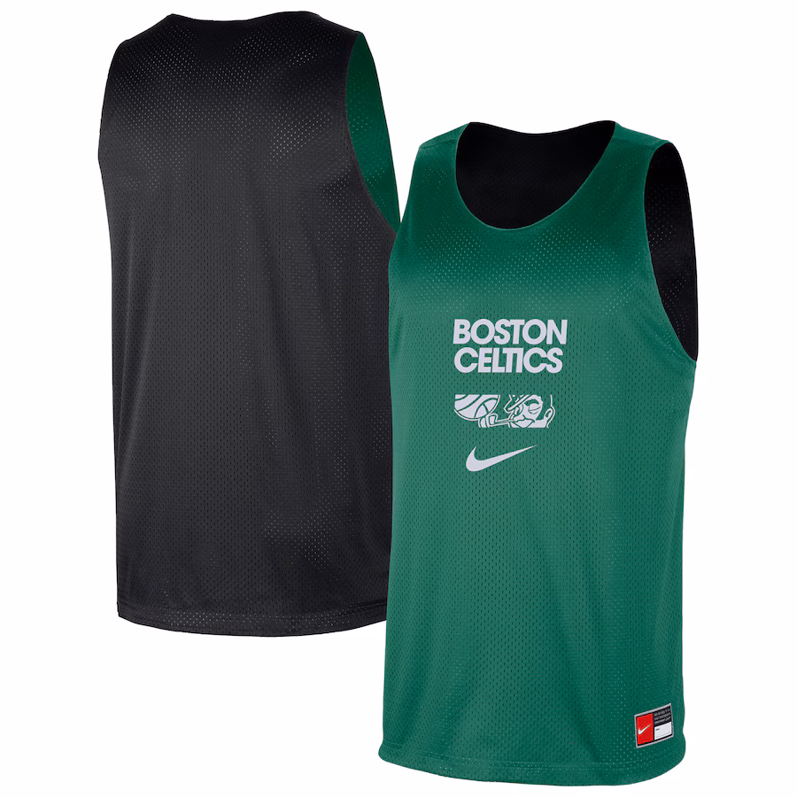 Men's Boston Celtics Nike Kelly Green/Black Courtside Reversible Mesh Practice Jersey - Puhuasuan