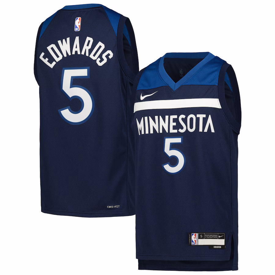 Youth Minnesota Timberwolves Anthony Edwards Nike Navy Swingman Jersey - Icon Edition - Puhuasuan