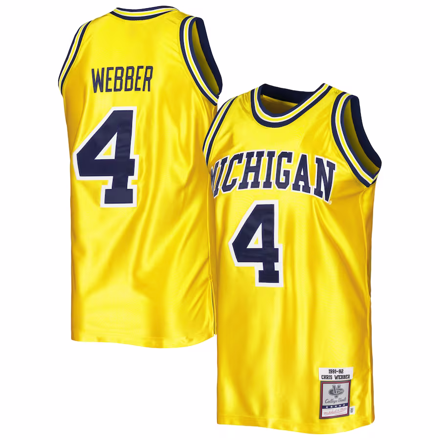 Chris Webber Michigan Wolverines Mitchell & Ness Authentic College Vault 1991/92 Jersey - Maize - Puhuasuan
