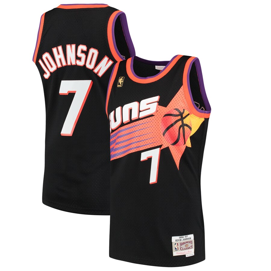 Men's Phoenix Suns Kevin Johnson Mitchell & Ness Black 1996/97 Hardwood Classics Swingman Jersey - Puhuasuan