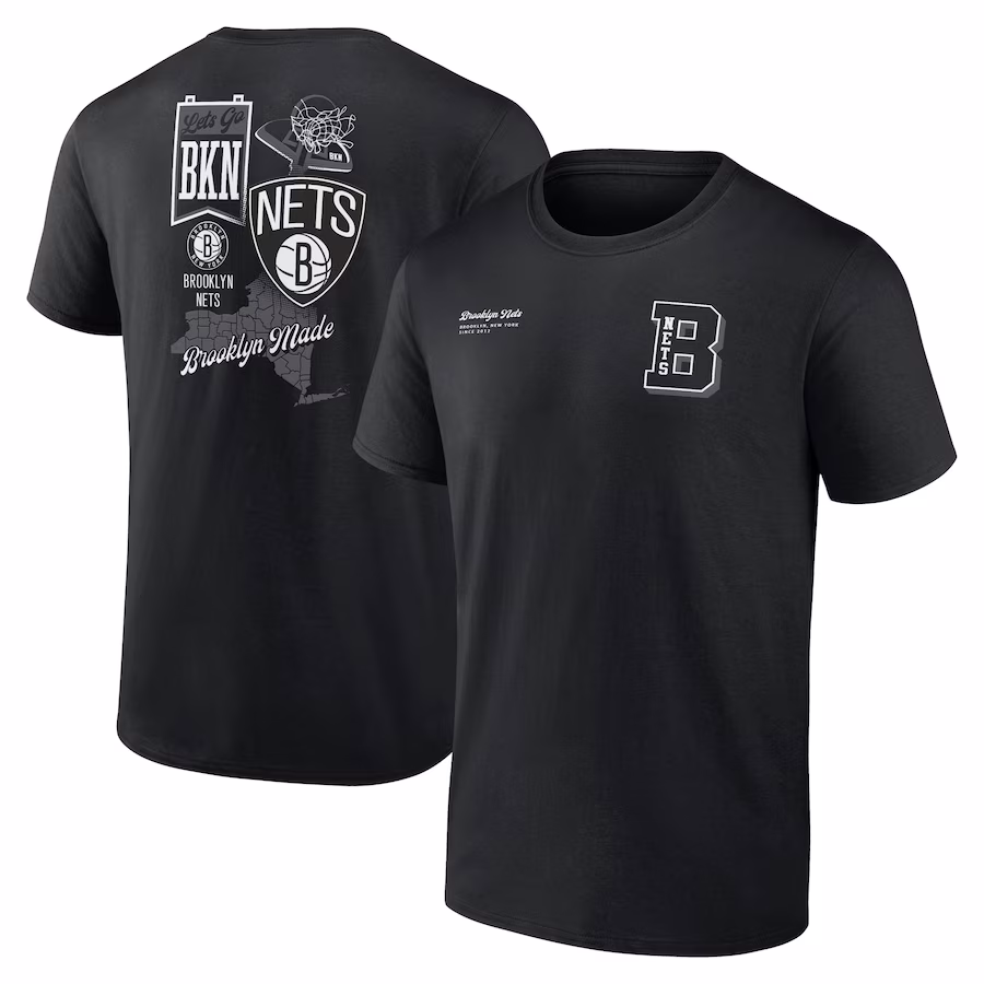 Men's Brooklyn Nets Black Split Zone T-Shirt - Puhuasuan
