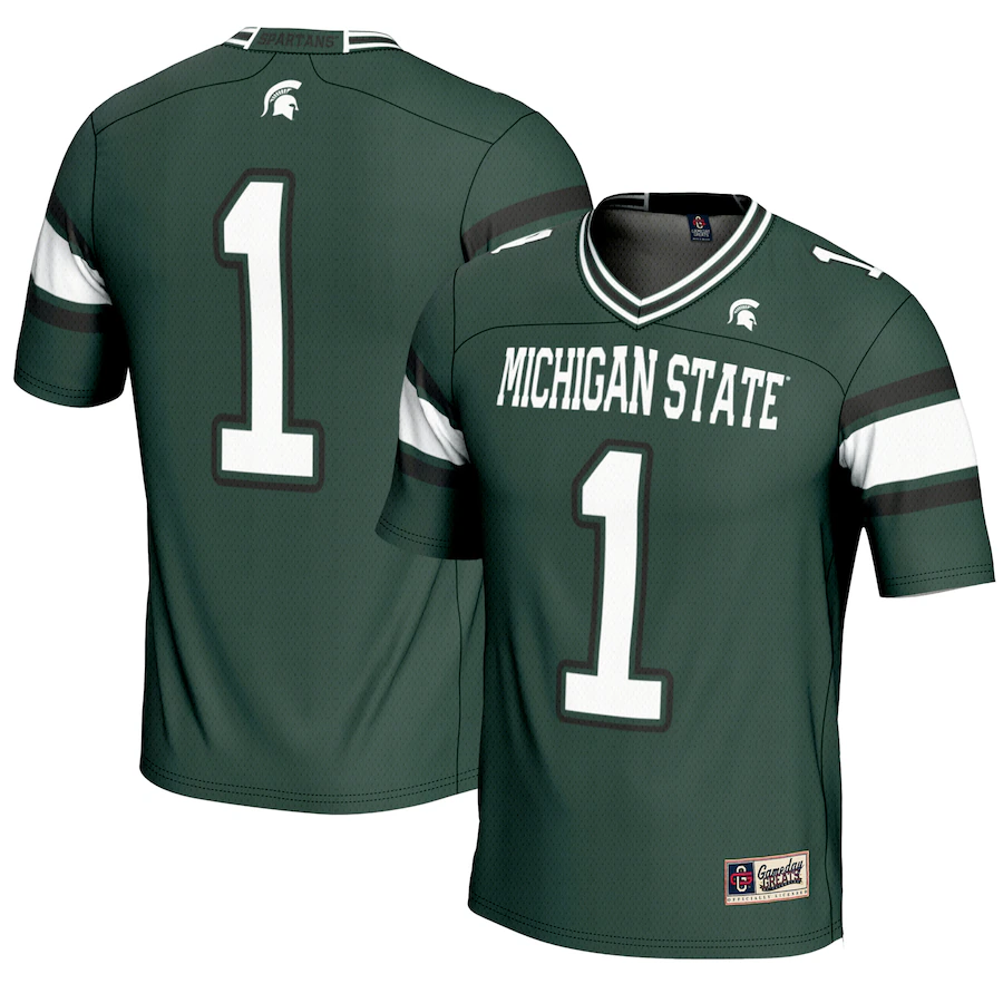 Men's GameDay Greats #1 Green Michigan State Spartans Endzone Football Jersey - Puhuasuan