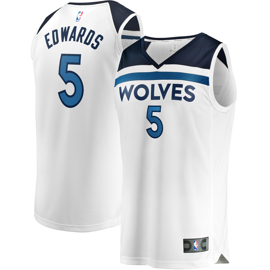 Youth Minnesota Timberwolves Anthony Edwards Fanatics White Fast Break Replica Player Jersey - Association Edition - Puhuasuan