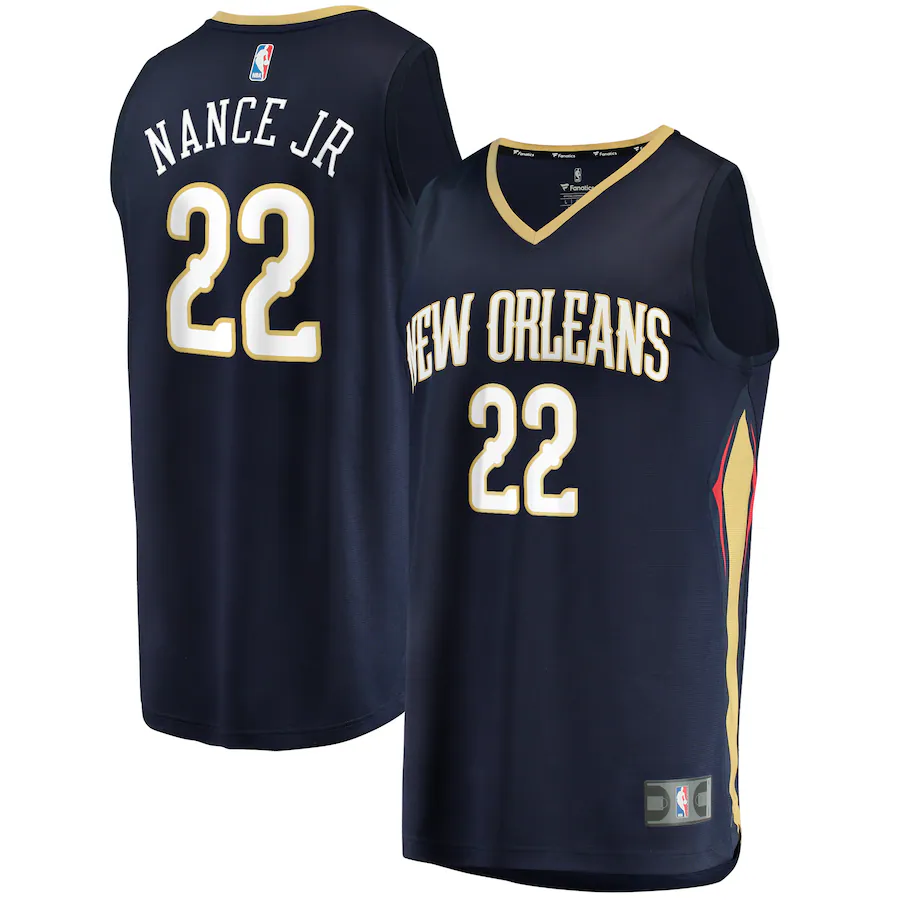 Men's New Orleans Pelicans Larry Nance Jr. Fanatics Navy Fast Break Replica Jersey - Icon Edition - Puhuasuan