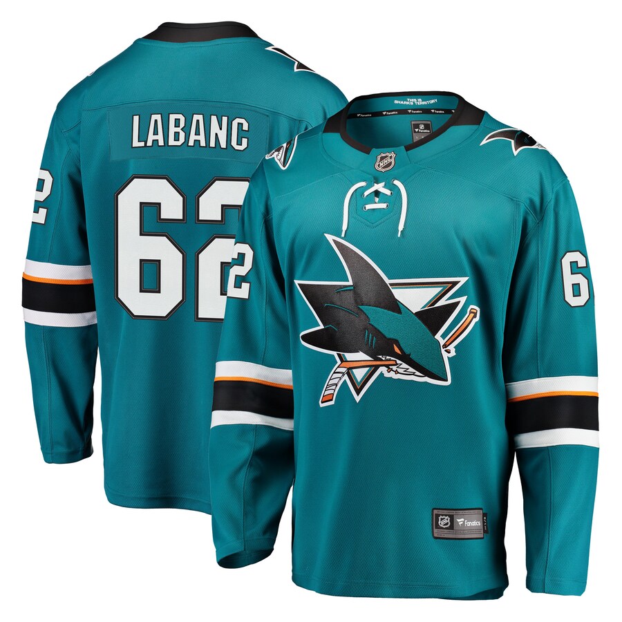 Men's San Jose Sharks Kevin Labanc Fanatics Branded Teal Breakaway Jersey - Puhuasuan