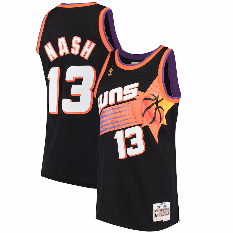Men's Phoenix Suns Steve Nash Mitchell & Ness Black 1996/97 Hardwood Classics Swingman Jersey - Puhuasuan