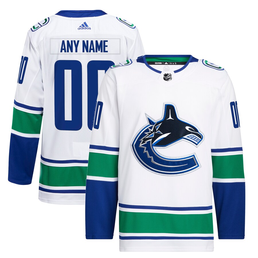 Men's Vancouver Canucks adidas White Away Primegreen Authentic Pro Custom Jersey - Puhuasuan