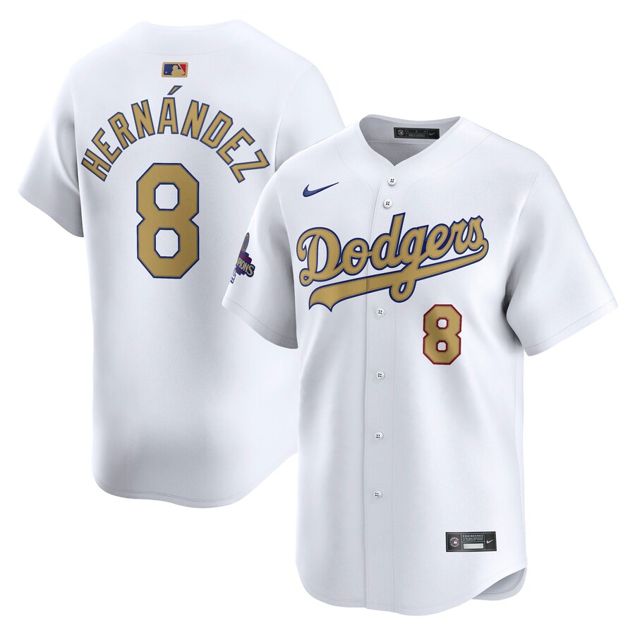 Men's Los Angeles Dodgers Enrique Hernández Nike White 2025 Gold Collection Limited Jersey - Puhuasuan