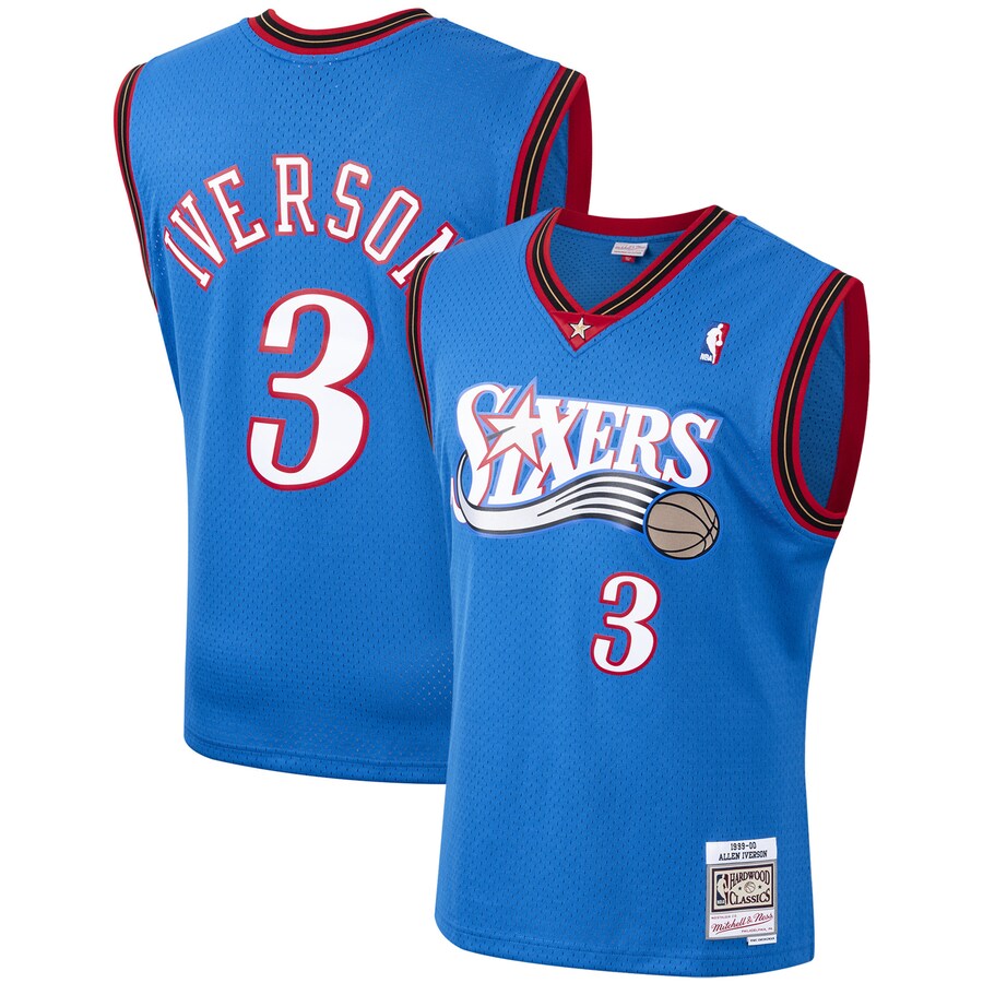 Men's Philadelphia 76ers Allen Iverson Mitchell & Ness Royal 1999/2000 Hardwood Classics Swingman Jersey - Puhuasuan