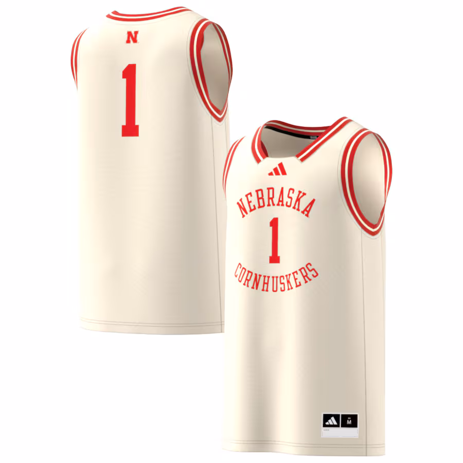 Men's adidas #1 Cream Nebraska Huskers Replica Swingman Jersey - Puhuasuan
