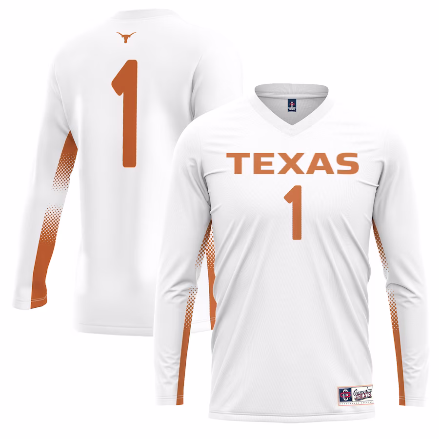 #1 Texas Longhorns GameDay Greats Youth Lightweight Women's Volleyball Fashion Jersey - White - Puhuasuan