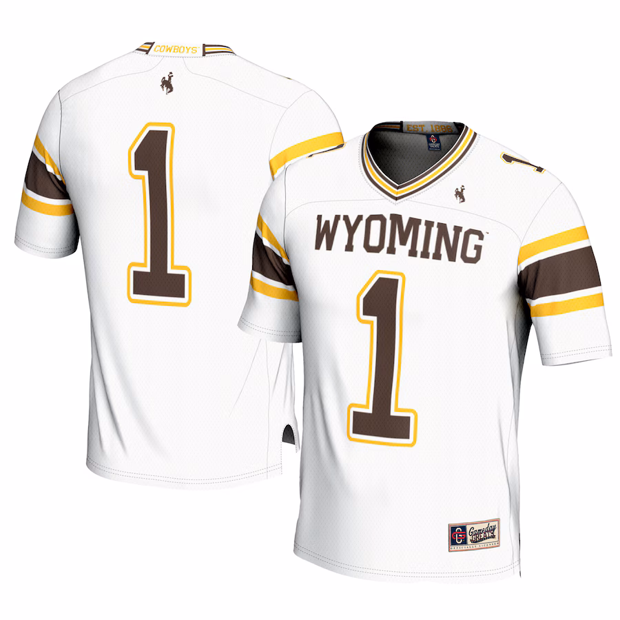 Men's GameDay Greats #1 White Wyoming Cowboys Football Jersey - Puhuasuan