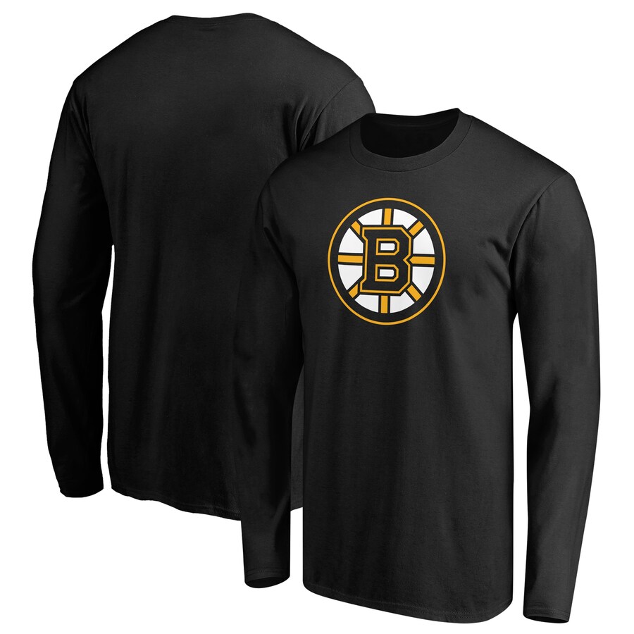 Men's Boston Bruins Black Primary Logo Long Sleeve T-Shirt - Puhuasuan