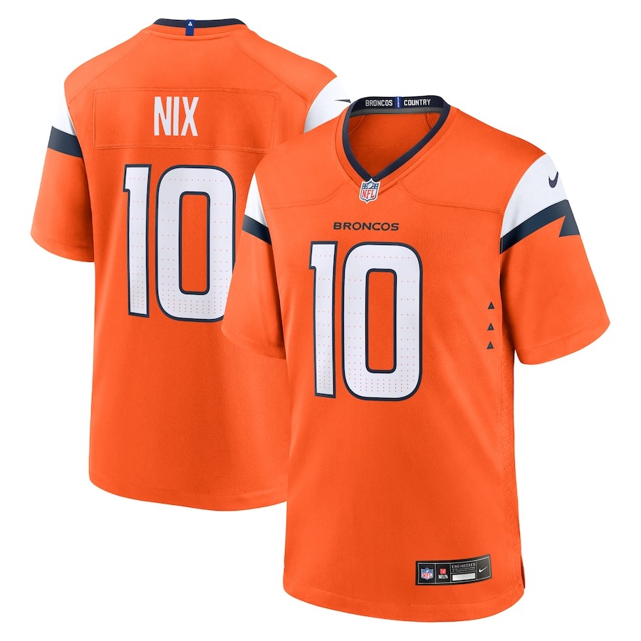 Men's Denver Broncos Bo Nix Nike Orange Player Game Jersey - Puhuasuan