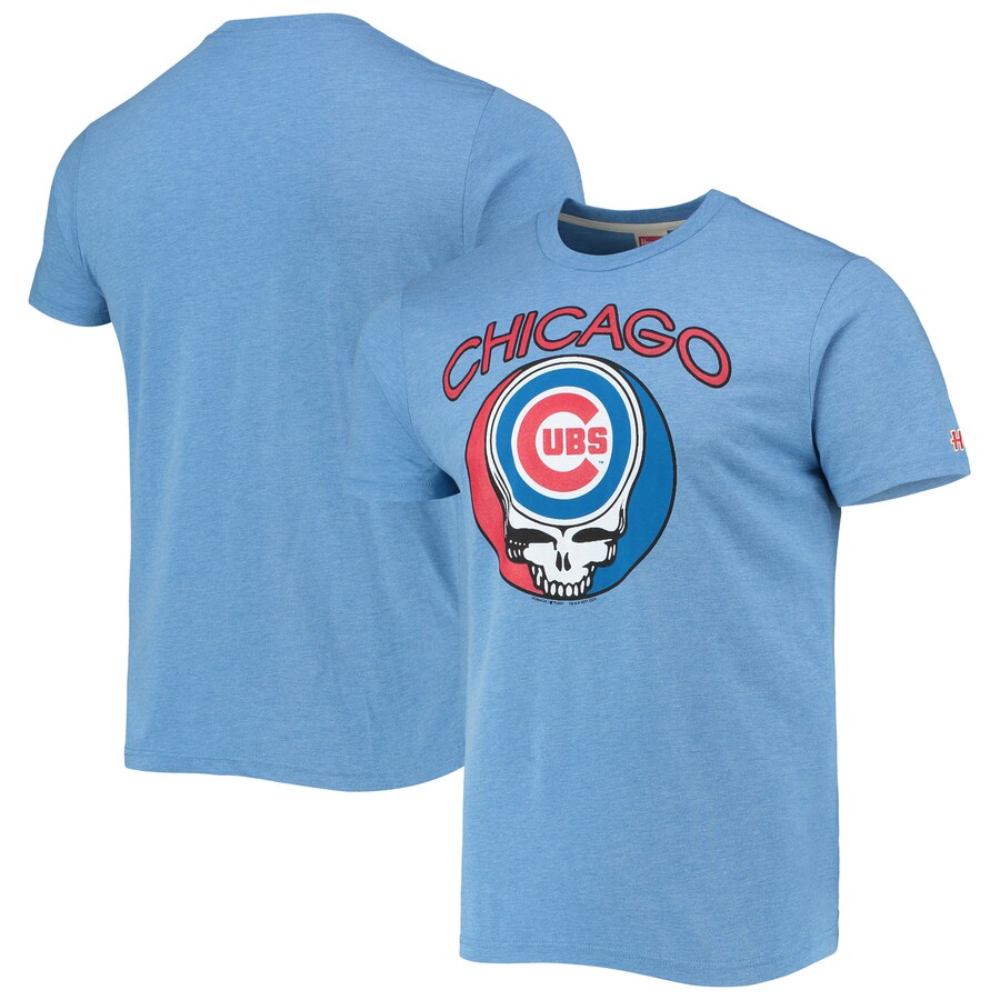 Men's Chicago Cubs Homage Royal Grateful Dead Tri-Blend T-Shirt - Puhuasuan