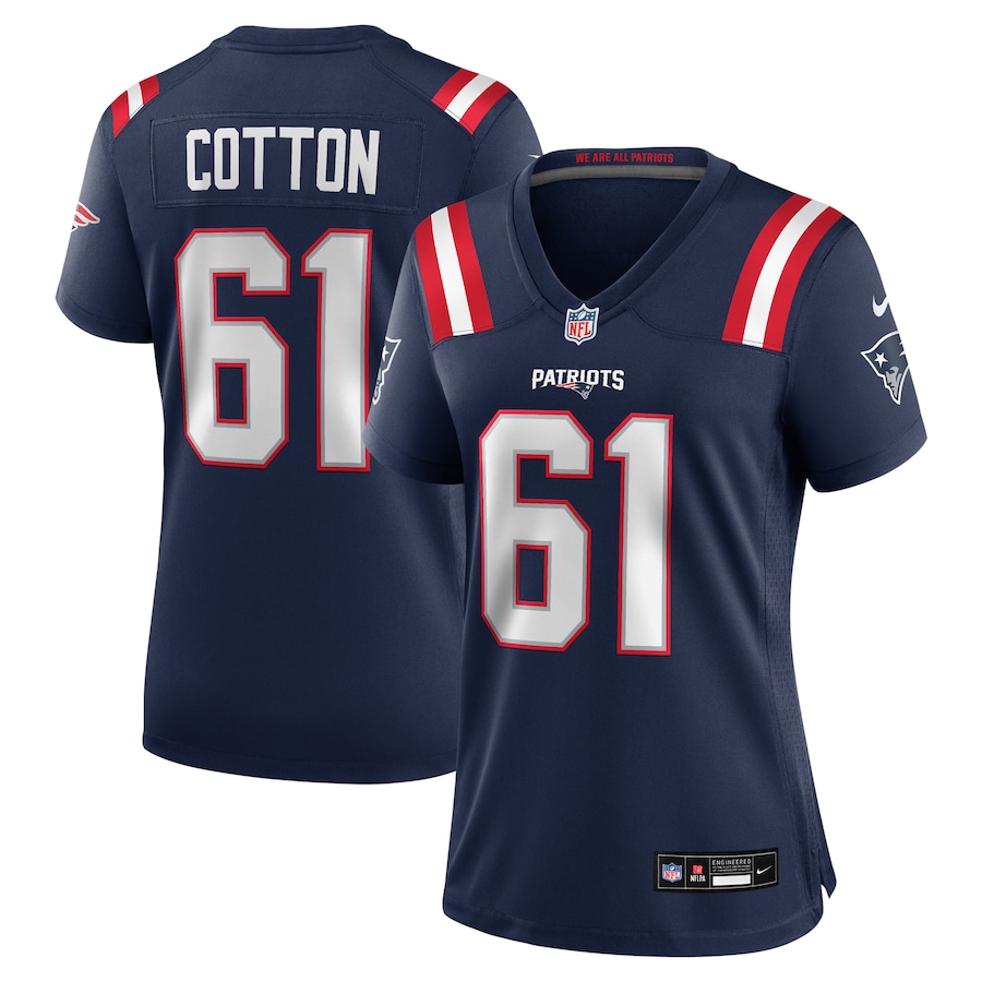 Women's New England Patriots Lester Cotton Sr. Nike Navy Team Game Jersey - Puhuasuan