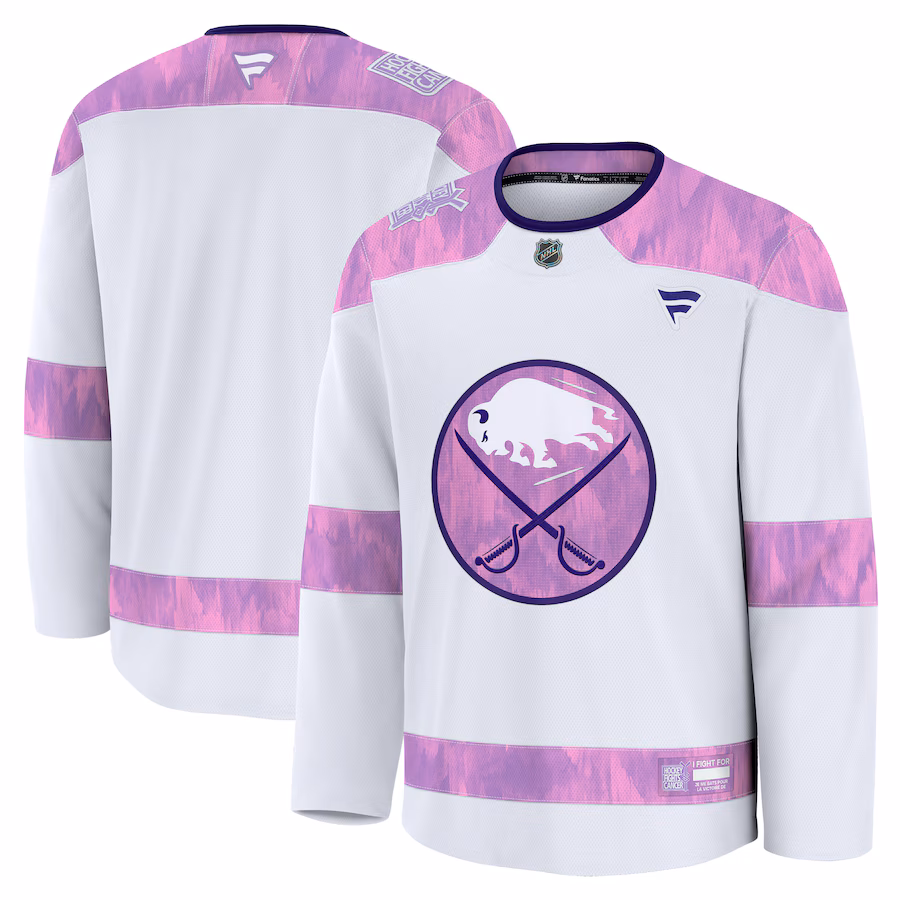 Men's Buffalo Sabres Fanatics White 2024 Hockey Fights Cancer Practice Jersey - Puhuasuan