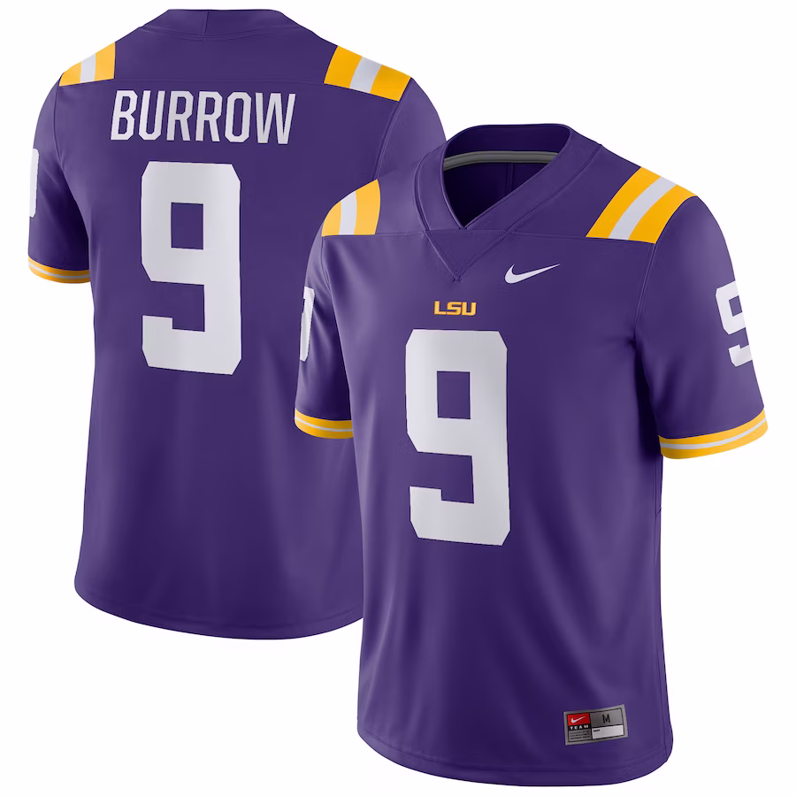 Joe Burrow LSU Tigers Nike Player Game Jersey - Purple - Puhuasuan