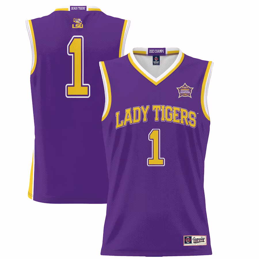 LSU Tigers GameDay Greats Youth 2023 NCAA Women's Basketball National Champions Lightweight Basketball Jersey - Purple - Puhuasuan