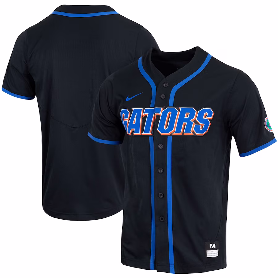 Florida Gators Nike Replica Full-Button Baseball Jersey - Black - Puhuasuan