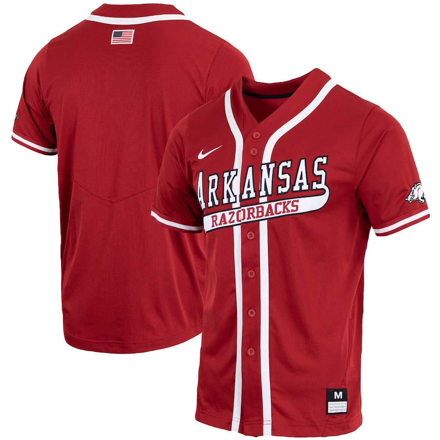 Arkansas Razorbacks Nike Replica Full-Button Baseball Jersey - Cardinal - Puhuasuan