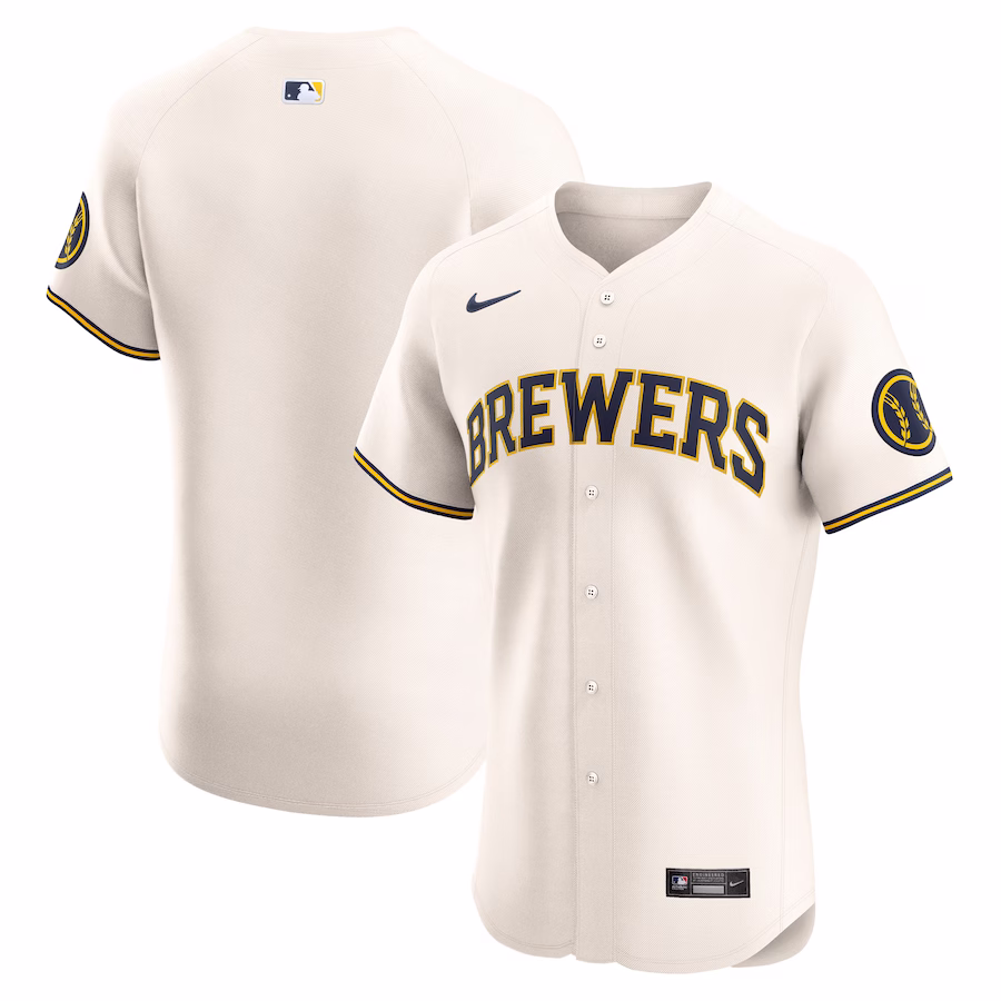 Men's Milwaukee Brewers Nike Cream Home Elite Jersey - Puhuasuan