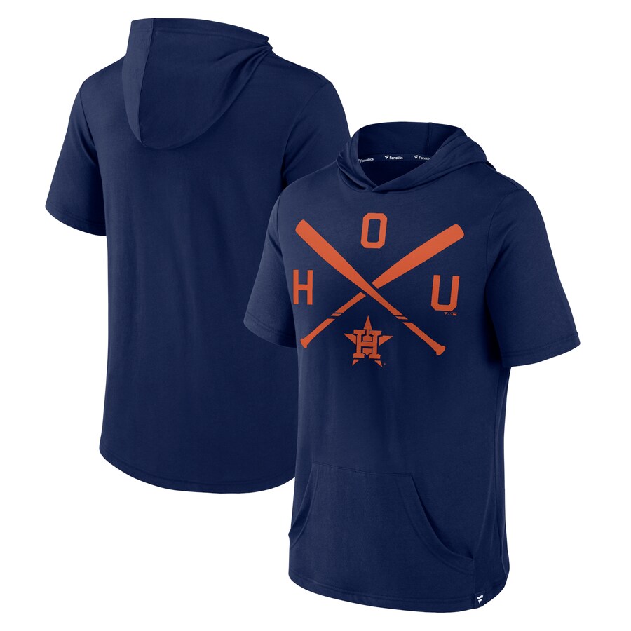 Men's Houston Astros Fanatics Navy Iconic Rebel Short Sleeve Hooded Top - Puhuasuan