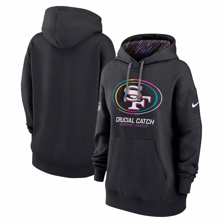 Women's San Francisco 49ers  Nike Black 2024 NFL Crucial Catch Club Pullover Hoodie - Puhuasuan