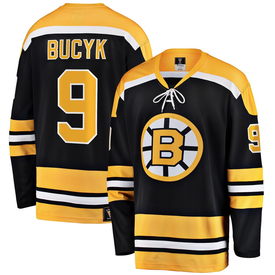 Men's Boston Bruins John Bucyk Fanatics Branded Black Premier Breakaway Retired Player Jersey - Puhuasuan
