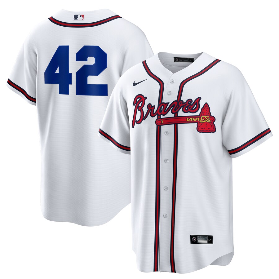 Men's Atlanta Braves Nike White Home 2025 Jackie Robinson Day Replica Jersey - Puhuasuan