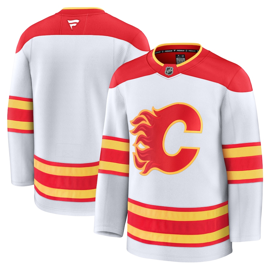 Men's Calgary Flames Fanatics White Away Premium Jersey - Puhuasuan