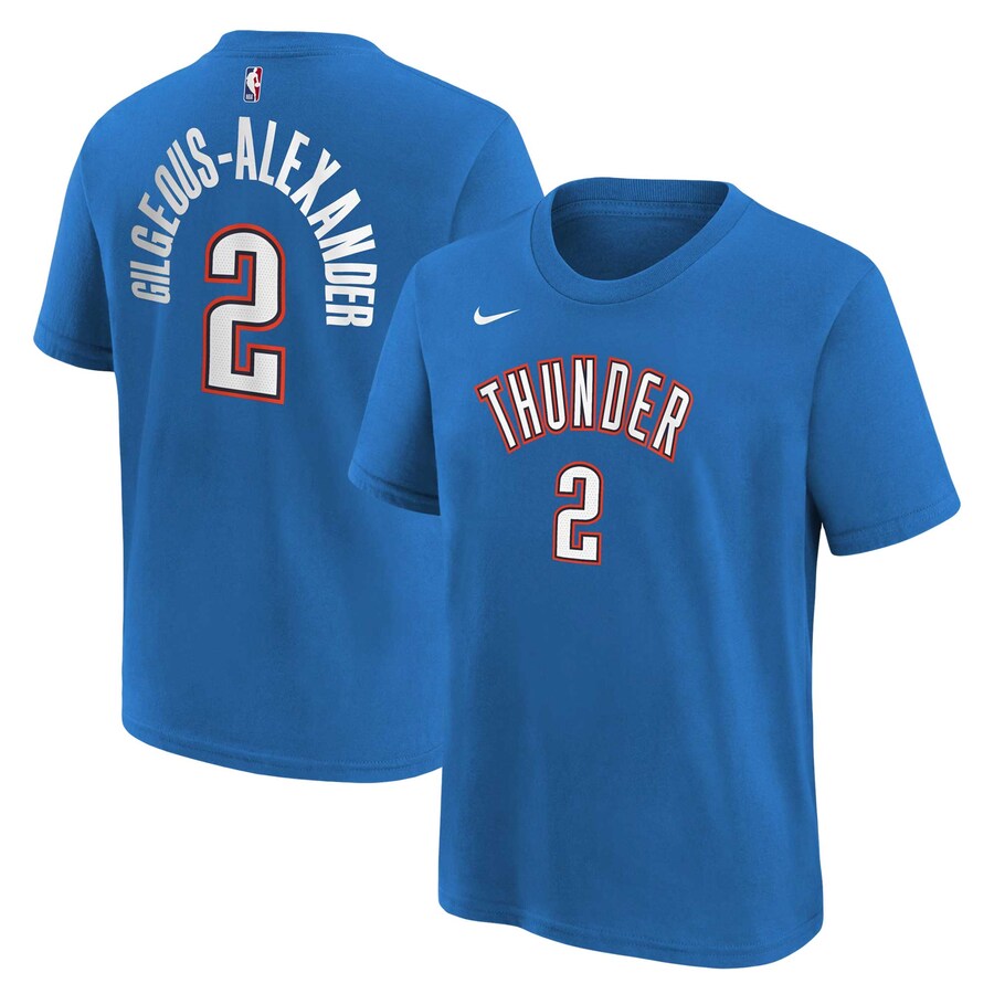 Youth Oklahoma City Thunder Shai Gilgeous-Alexander Blue Icon Name & Number T-Shirt - Puhuasuan