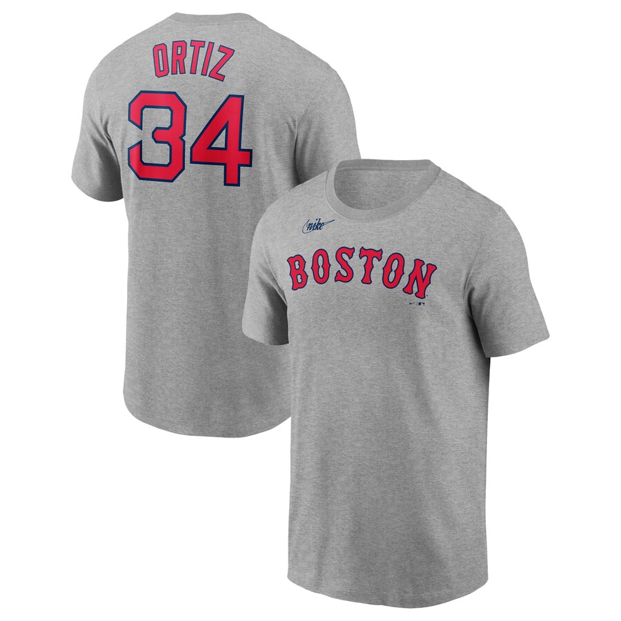 Men's Boston Red Sox David Ortiz Nike Heather Gray Name & Number T-Shirt - Puhuasuan