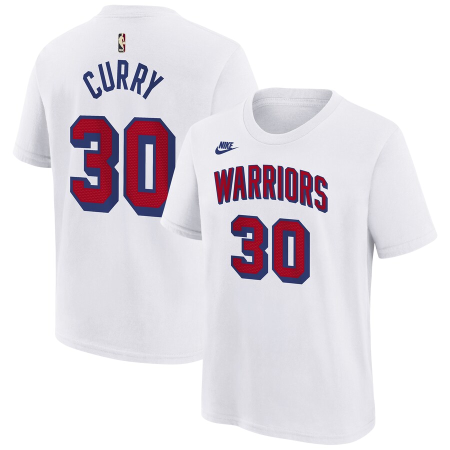 Youth Golden State Warriors Stephen Curry Nike White Classic Edition Name & Number T-Shirt - Puhuasuan