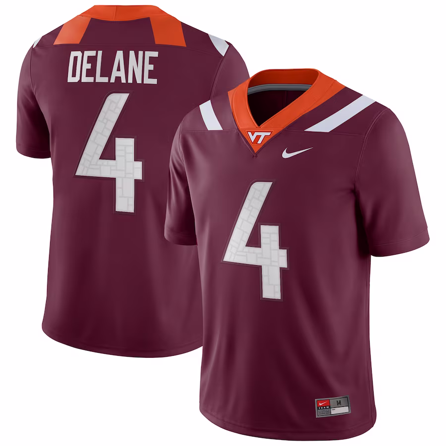 Mansoor Delane Virginia Tech Hokies Nike NIL Football Game Jersey - Maroon - Puhuasuan