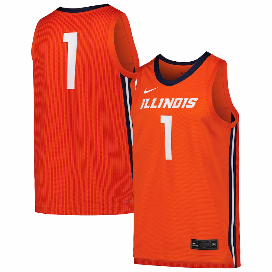 Illinois Fighting Illini Nike Replica Basketball Jersey - Orange - Puhuasuan