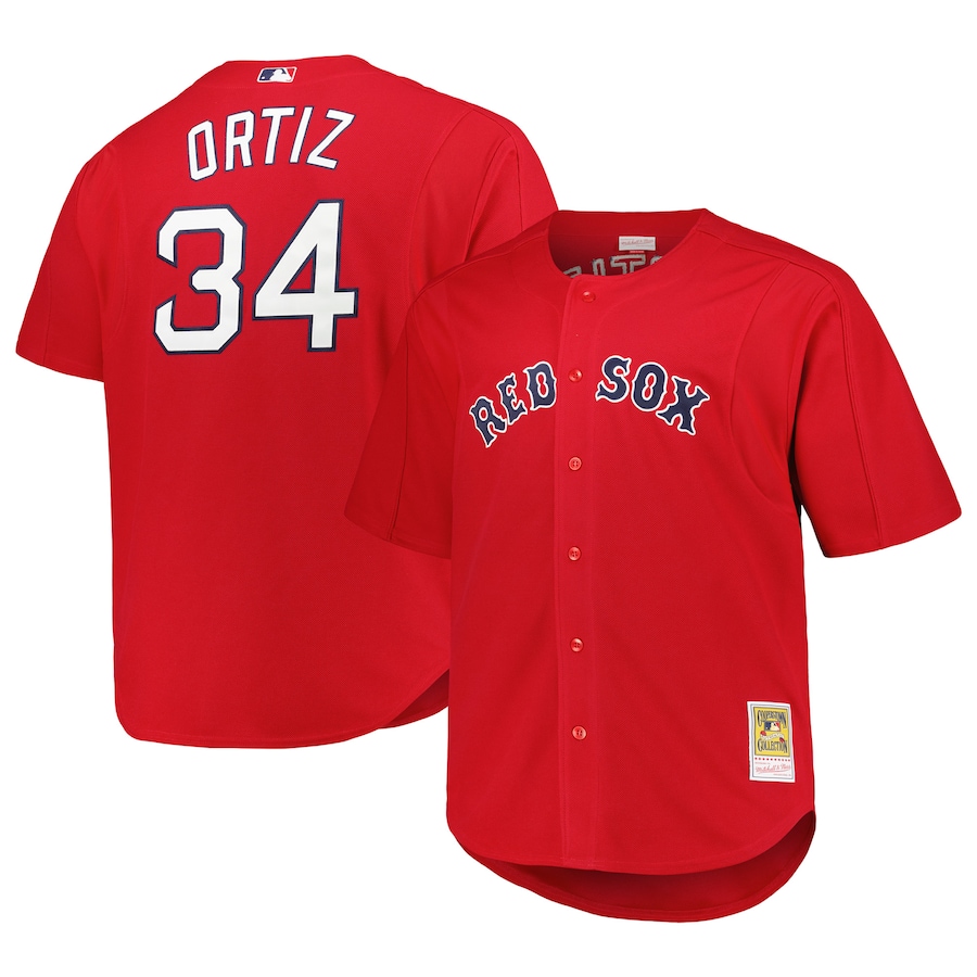 Men's Boston Red Sox David Ortiz Mitchell & Ness Red Big & Tall Cooperstown Collection Batting Practice Replica Jersey - Puhuasuan