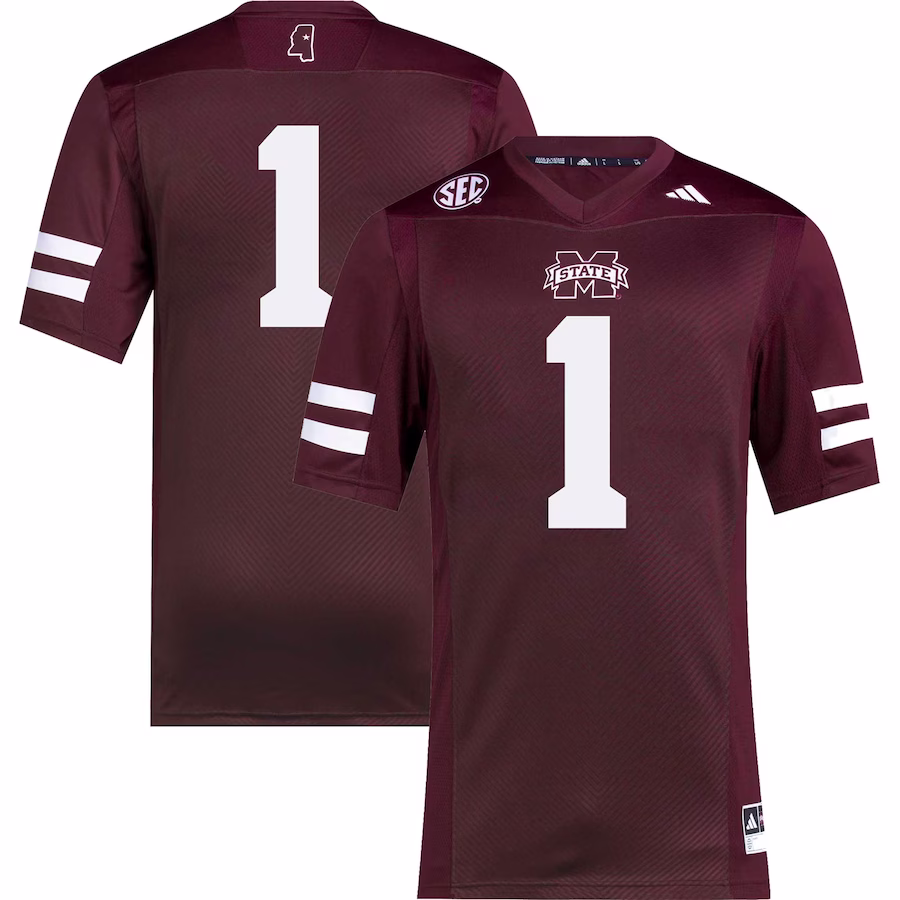 #1 Mississippi State Bulldogs adidas Premier Football Jersey - Maroon - Puhuasuan