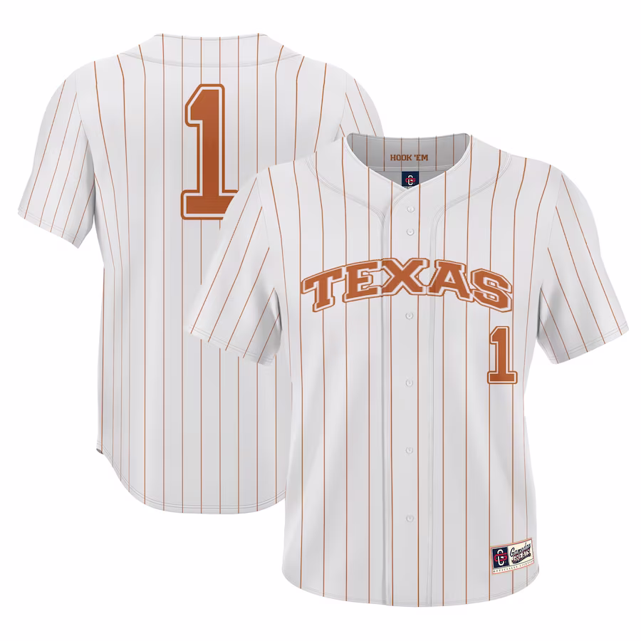#1 Texas Longhorns GameDay Greats Youth Lightweight Baseball Jersey - White - Puhuasuan