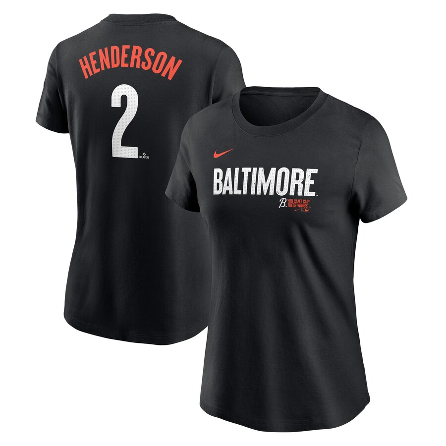 Women's Baltimore Orioles Gunnar Henderson Nike Black 2024 City Connect Fuse Player Name & Number T-Shirt - Puhuasuan